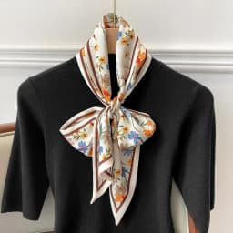 Spring/Summer Fashion Headbands For Women Flower Print Lightweight Scarf Streamer Soft Satin Neckerchief Elegant Hair Scarf