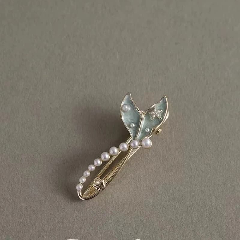 Super Fairy Pearl Fish Tail Hair Clip High-end Side Bangs Clip Alloy Hairpin Women's Fashion Duckbill Clip Hair Accessories