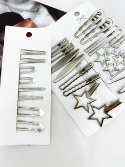 Silver Metal Hairpins for Women Girls Star Hair Clip Multiple Styles Seamless Duckbill Clip Girls Hair Accessoires