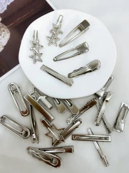 Silver Metal Hairpins for Women Girls Star Hair Clip Multiple Styles Seamless Duckbill Clip Girls Hair Accessoires