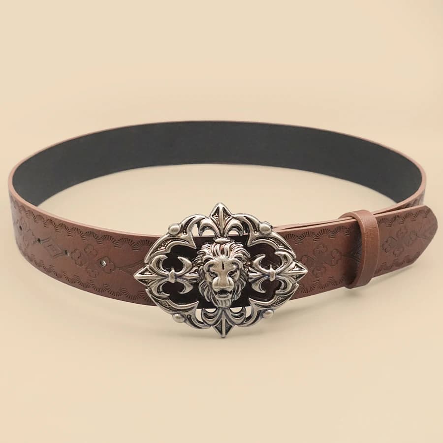 Elegant Court-Style Women's Belt - Brown Vintage Print, Versatile for Work/Dates/Casual, Perfect Gift Accessory