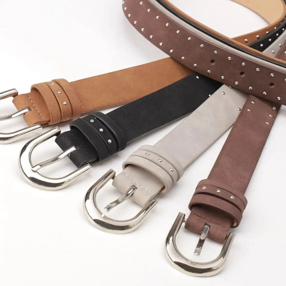Retro Luxury Design Suede Leather Belt Trendy Casual Punk Rivet Belt Versatile Trouser Dress Belts Women Fashion