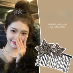 New Korean Fashion Rhinestone Pentagram Hair Comb New Headwear Hair Clip Headwear Girls Women Hair Accessories