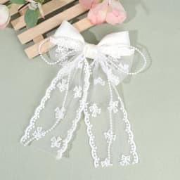 Tulle Bow Hair Clip Sweet Mesh Chiffon Patchwork Bownot Hairpin Elegant Pearl Beads Barrette Girls Women Headdress Accessories