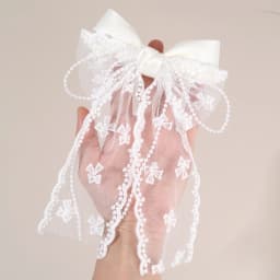 Tulle Bow Hair Clip Sweet Mesh Chiffon Patchwork Bownot Hairpin Elegant Pearl Beads Barrette Girls Women Headdress Accessories