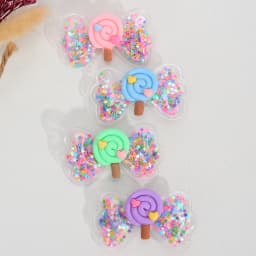 4Pcs PVC Bow Hair Clip Candy Barrette Baby Stars Filled Cute Kawaii Waterproof Hairpins For Girls Children Kids Hair Accessories