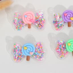 4Pcs PVC Bow Hair Clip Candy Barrette Baby Stars Filled Cute Kawaii Waterproof Hairpins For Girls Children Kids Hair Accessories