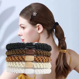 5pc Europe and America Good High Elasticity Hair Ties Rope Scrunchies for Women Men Girls Ponytail Holder Hair Accessories