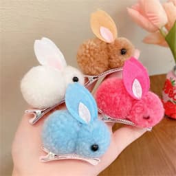 Cute Plush Rabbit Hair Clip Children's Catoon Animal Hairpins Girls Baby Sweet Winter Hair Accessories Headwear Barrettes