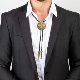 Men's Western Vintage Bolo Tie Cow Skull Design Black Leather Rope Cowboy Necktie with Bull Head Pendant Jewelry Gift Unisex