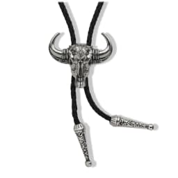 Men's Western Vintage Bolo Tie Cow Skull Design Black Leather Rope Cowboy Necktie with Bull Head Pendant Jewelry Gift Unisex