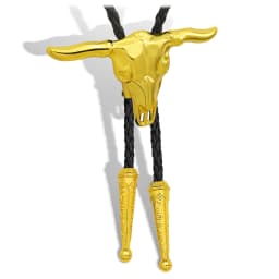 Men's Western Vintage Bolo Tie Cow Skull Design Black Leather Rope Cowboy Necktie with Bull Head Pendant Jewelry Gift Unisex