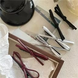 Fashion Pu Leather Bow Bangs Hair Clip For Women