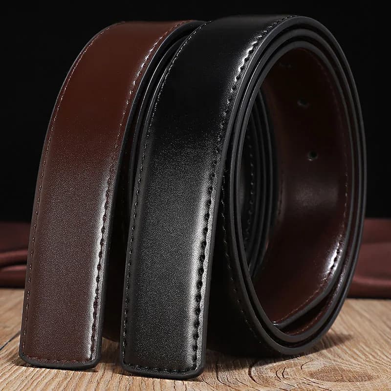 Adjustable Multi Size Pin Buckle Belt Brown Black Double Sided No Belt Loop Fashion Accessory