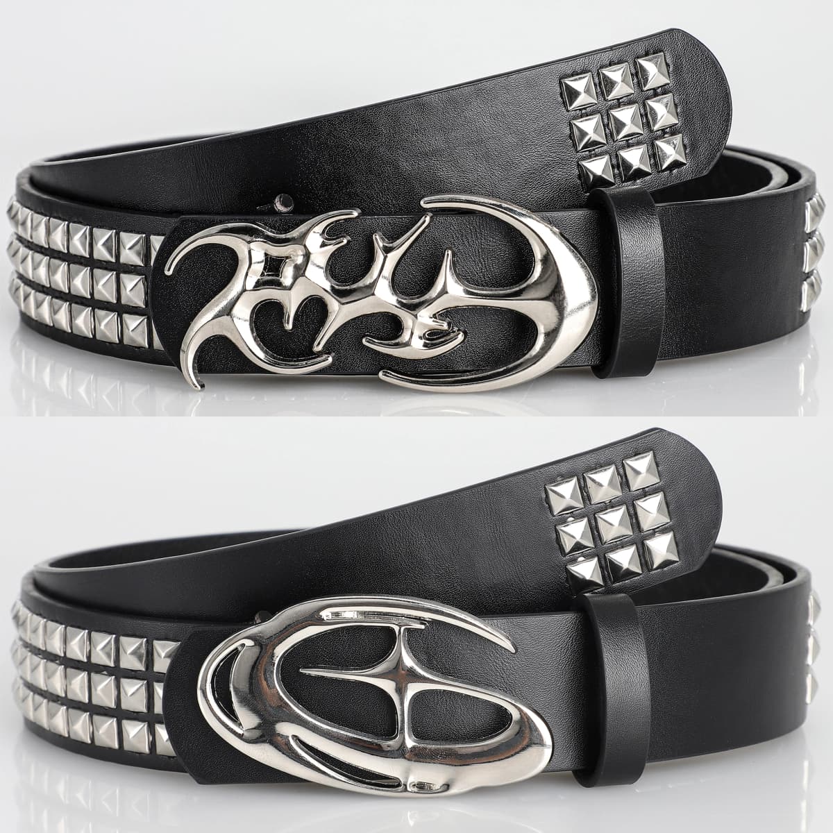 New Stylish Hollow Irregular Buckle Belts - Trendy Rivet Accessory For Gift Giving or Personal Style-Metal Pyramid For Women Men