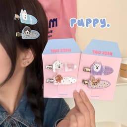 Cute Cartoon Puppy Hair Clips Adorable Sweet Pet Dog Hair Clip Set Trendy Duckbill Clips Hair Accessories for Women Girls