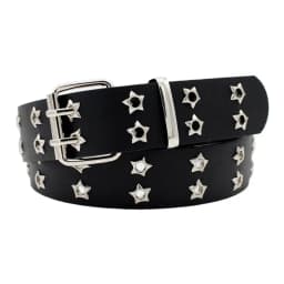 Star Eye Rivet Belt Hollowed-out Punk Belt For Man/women Hip-hop Double Pin Buckle Fashion Pu Leather Waistband Y2K Decoration