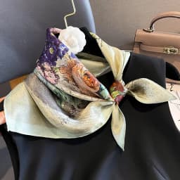100% Natural Real Silk Scarf Women Print Brand Shawl Neckerchief Female Poncho Bandana Square Scarves Wrap Kerchief Hijab 53cm