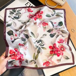 100% Natural Real Silk Scarf Women Print Brand Shawl Neckerchief Female Poncho Bandana Square Scarves Wrap Kerchief Hijab 53cm