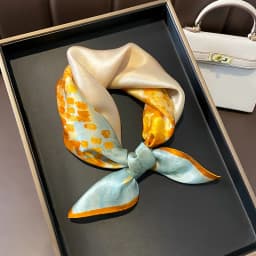 100% Natural Real Silk Scarf Women Print Brand Shawl Neckerchief Female Poncho Bandana Square Scarves Wrap Kerchief Hijab 53cm