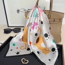 100% Natural Real Silk Scarf Women Print Brand Shawl Neckerchief Female Poncho Bandana Square Scarves Wrap Kerchief Hijab 53cm
