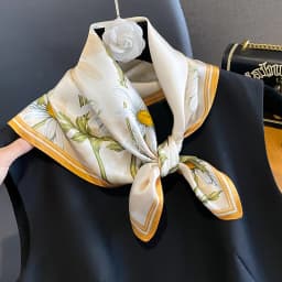 100% Natural Real Silk Scarf Women Print Brand Shawl Neckerchief Female Poncho Bandana Square Scarves Wrap Kerchief Hijab 53cm