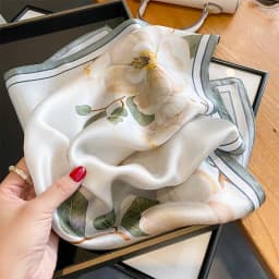 100% Natural Real Silk Scarf Women Print Brand Shawl Neckerchief Female Poncho Bandana Square Scarves Wrap Kerchief Hijab 53cm