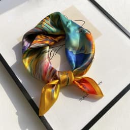 100% Natural Real Silk Scarf Women Print Brand Shawl Neckerchief Female Poncho Bandana Square Scarves Wrap Kerchief Hijab 53cm
