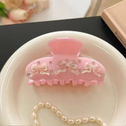 1pc acetate sweet rhinestone flowers grab clip,half-tied medium hairpin, temperament and versatile headwear