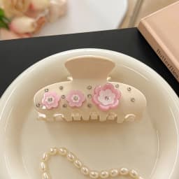 1pc acetate sweet rhinestone flowers grab clip,half-tied medium hairpin, temperament and versatile headwear