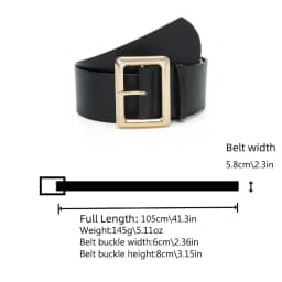 New Vintage Large Buckle Fashionable Women's Wide Belt Dress Decorative PU Women's Belt