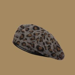 Beret Women's Leopard Print Versatile Japanese Retro Adjustable Drawstring Painter Hat Autumn Winter British Bud Hat Pumpkin Hat