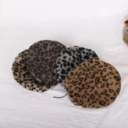 Beret Women's Leopard Print Versatile Japanese Retro Adjustable Drawstring Painter Hat Autumn Winter British Bud Hat Pumpkin Hat