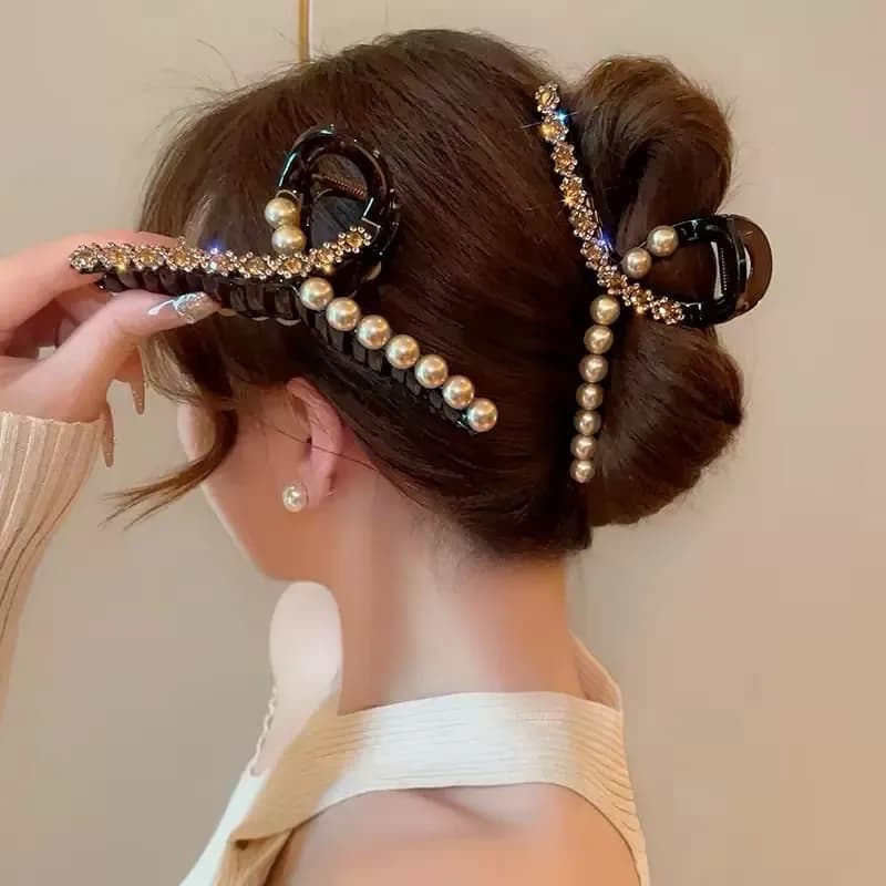 Luxury Hair Accessories With Diamond And Pearl For Women