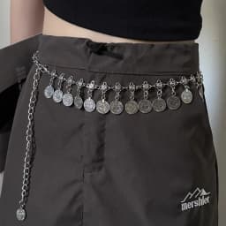 1pcs ethnic style metal belt with long coin pendant for women, vintage and versatile accessory suitable for daily wear.