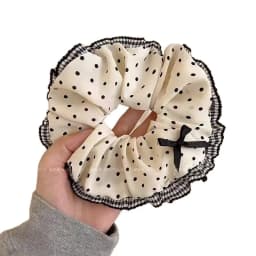 2025 New Black White Polka Dot Hair Bundle Oversized Scrunchies Lace Butterfly Bow Hair Rope Ties Women Elegant Large Headbands