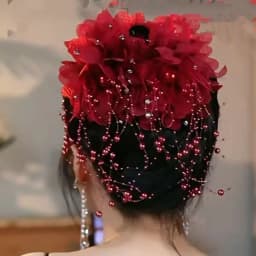 Women Luxury Mesh Flower Pearls Tassels Hair Clips Female Fluffy Shark Hair Claws Hair Accessories Headdress