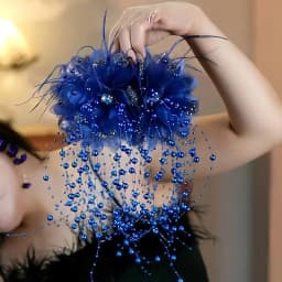 Women Luxury Mesh Flower Pearls Tassels Hair Clips Female Fluffy Shark Hair Claws Hair Accessories Headdress
