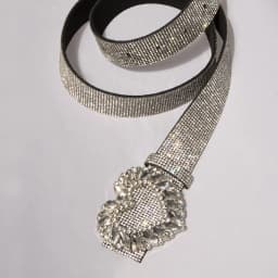 New Fashion Heavy-duty Sparkling Heart-Shaped Glass Buckle Waist Belt for Women Cross-Border Best-Selling Item