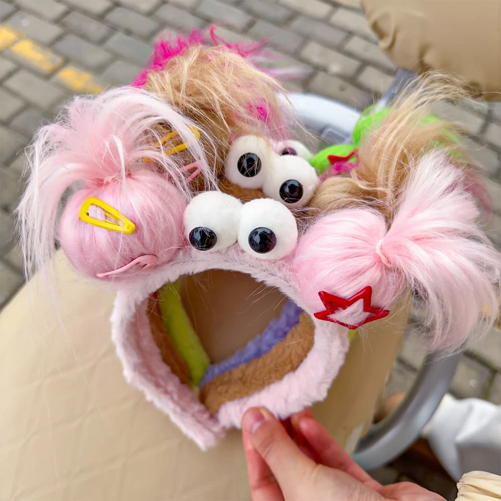 Plush Ugly Doll Hairband Women Creative Funny Headband Cute Wash Face Hoop Winter Hair Accessories