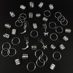 44pcs Stars Moon Combination Fashion metal cutout Dreadlock Hair Rings DreadLocks suitable for women girls holiday for Ramadan