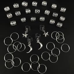 44pcs Stars Moon Combination Fashion metal cutout Dreadlock Hair Rings DreadLocks suitable for women girls holiday for Ramadan
