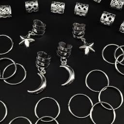 44pcs Stars Moon Combination Fashion metal cutout Dreadlock Hair Rings DreadLocks suitable for women girls holiday for Ramadan