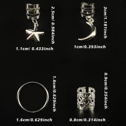 44pcs Stars Moon Combination Fashion metal cutout Dreadlock Hair Rings DreadLocks suitable for women girls holiday for Ramadan