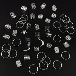 44pcs Stars Moon Combination Fashion metal cutout Dreadlock Hair Rings DreadLocks suitable for women girls holiday for Ramadan