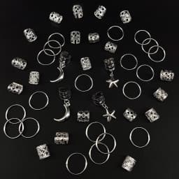 44pcs Stars Moon Combination Fashion metal cutout Dreadlock Hair Rings DreadLocks suitable for women girls holiday for Ramadan