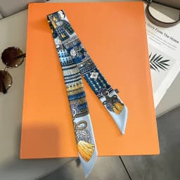 New Fashion Retro Pinrt Bag Luxury Designer Womens Silk Scarf Headwear Long Skinny Tie Scarves Ribbon Accessories Summer