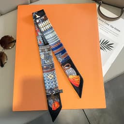New Fashion Retro Pinrt Bag Luxury Designer Womens Silk Scarf Headwear Long Skinny Tie Scarves Ribbon Accessories Summer