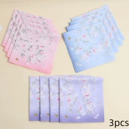 3 Pack of Pure Cotton Women's Handkerchiefs, Elegant Flower Handkerchiefs, Absorbent Sweat Towels, Wedding Bride and Mother Souvenirs, Decorative Towels