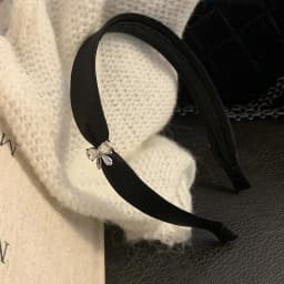 Rhinestone Bow Satin Premium Headband Korean Textured Headband Simple Versatile Hairhoop Hair Accessories New